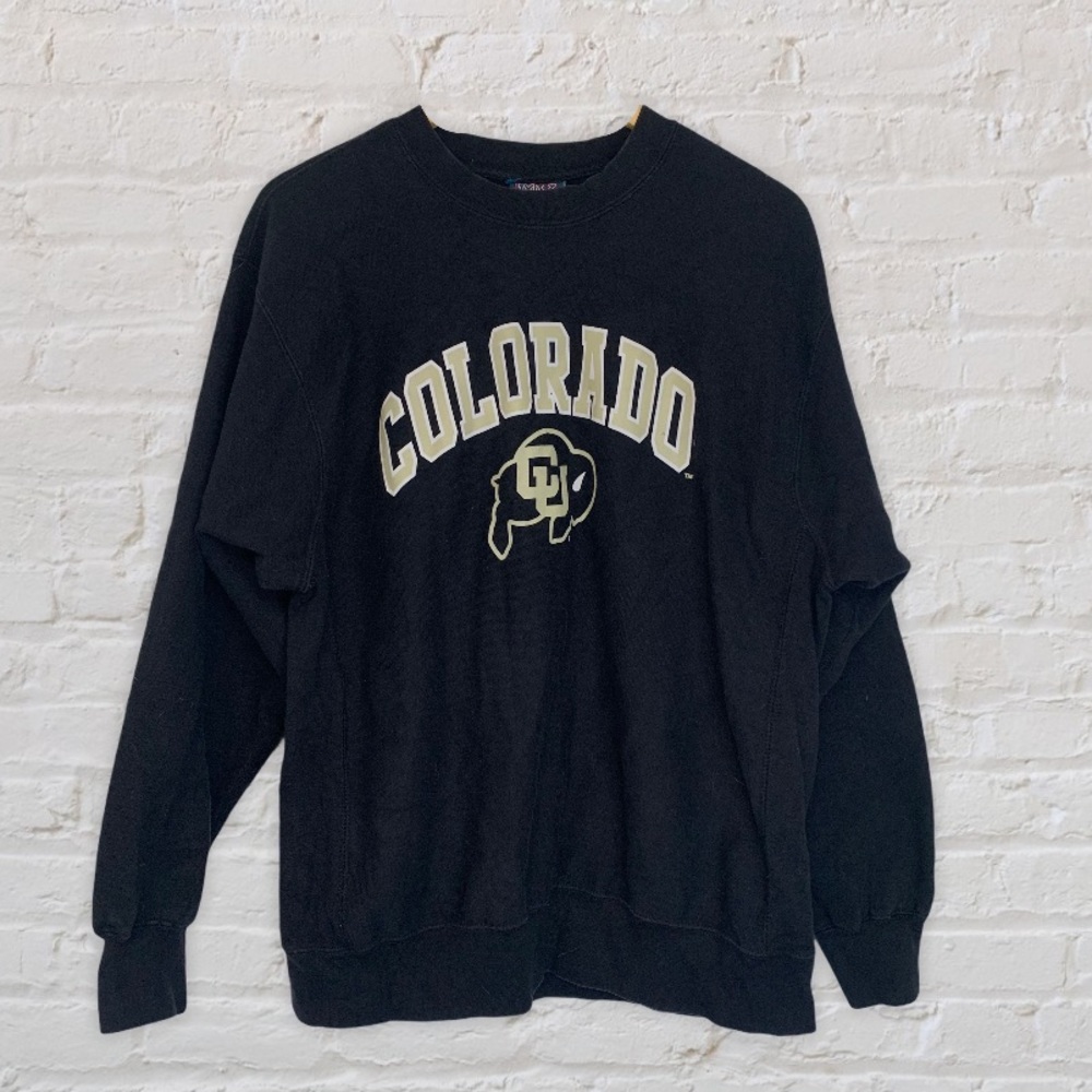 CU Buffs Black Retro College Crewneck LG